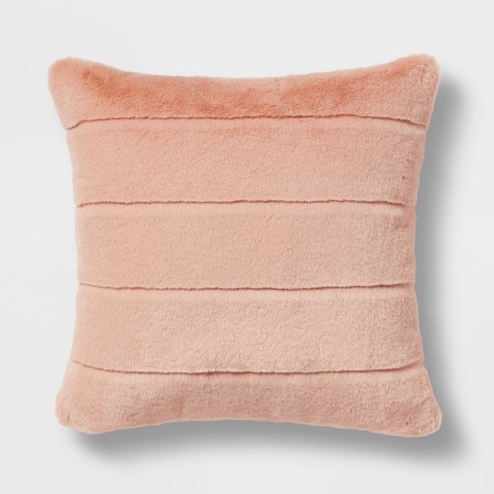 Threshold Square Faux Fur Channeled Decorative Throw Pillow - Threshold 18x18”